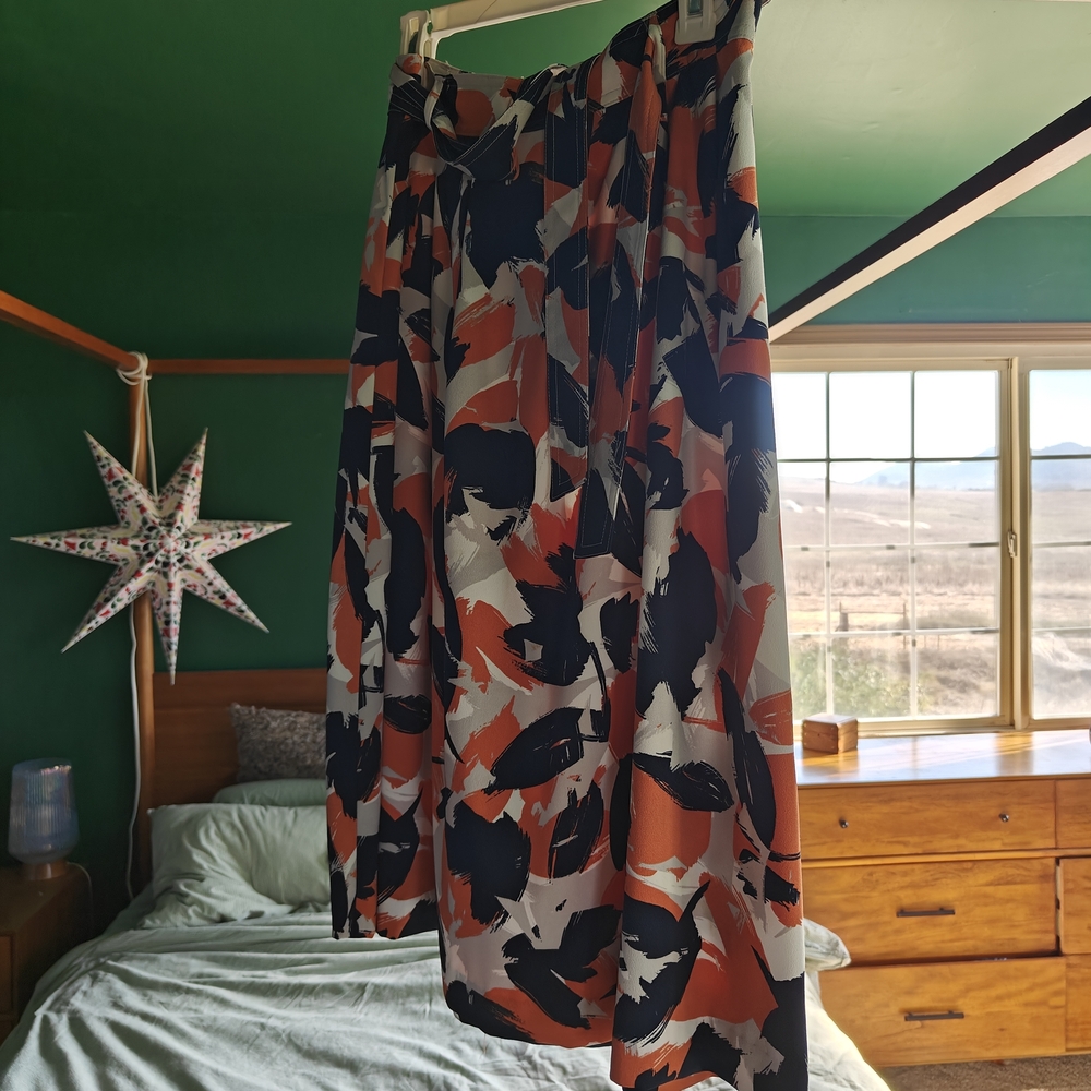 Banana Republic A-Line Skirt in Black, Orange, and White